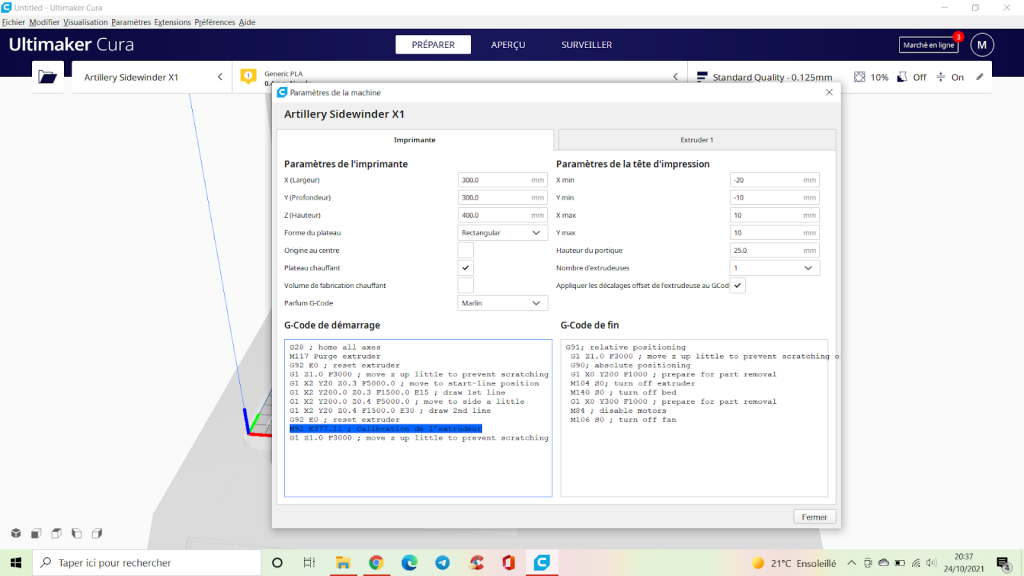 Calibration extrudeur 4