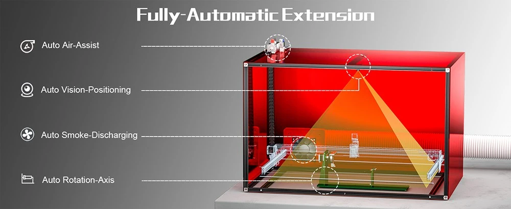 NEJE Max 4 Laser Engraver Cutter, 12W Laser Power, A40640 Laser Module, Auto Air-Assist, 0.04*0.06mm Focus, 4-Axis Control, GRBL Wireless Control, Motor Driver Z Axis, Works Vertically, 750*460mm