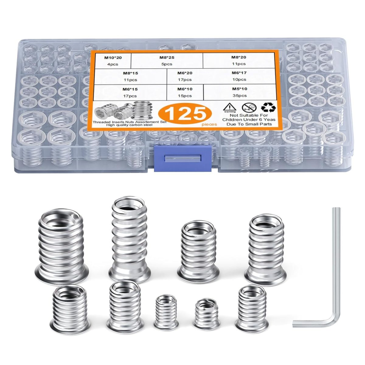 Kit De 145 Inserts Filetés En Acier Inoxydable – Tailles M2 à M12 – Pour Réparation Filetage