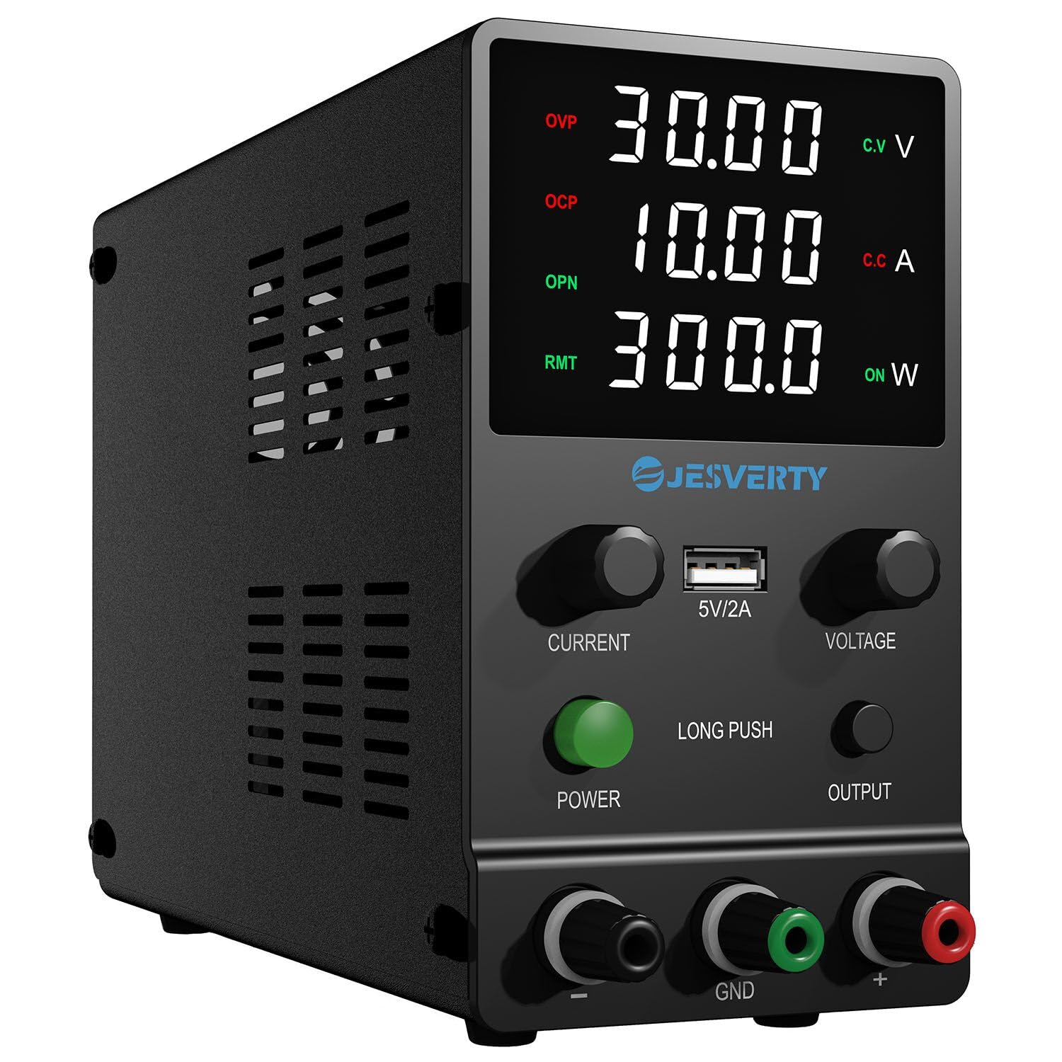 Alimentation CC variable, bloc d'alimentation 0-32 V 0-10 A avec charge rapide USB 20 W et type C, noyau d'encodeur et bouton de réglage fin, interrupteur de sortie, affichage LED à 4