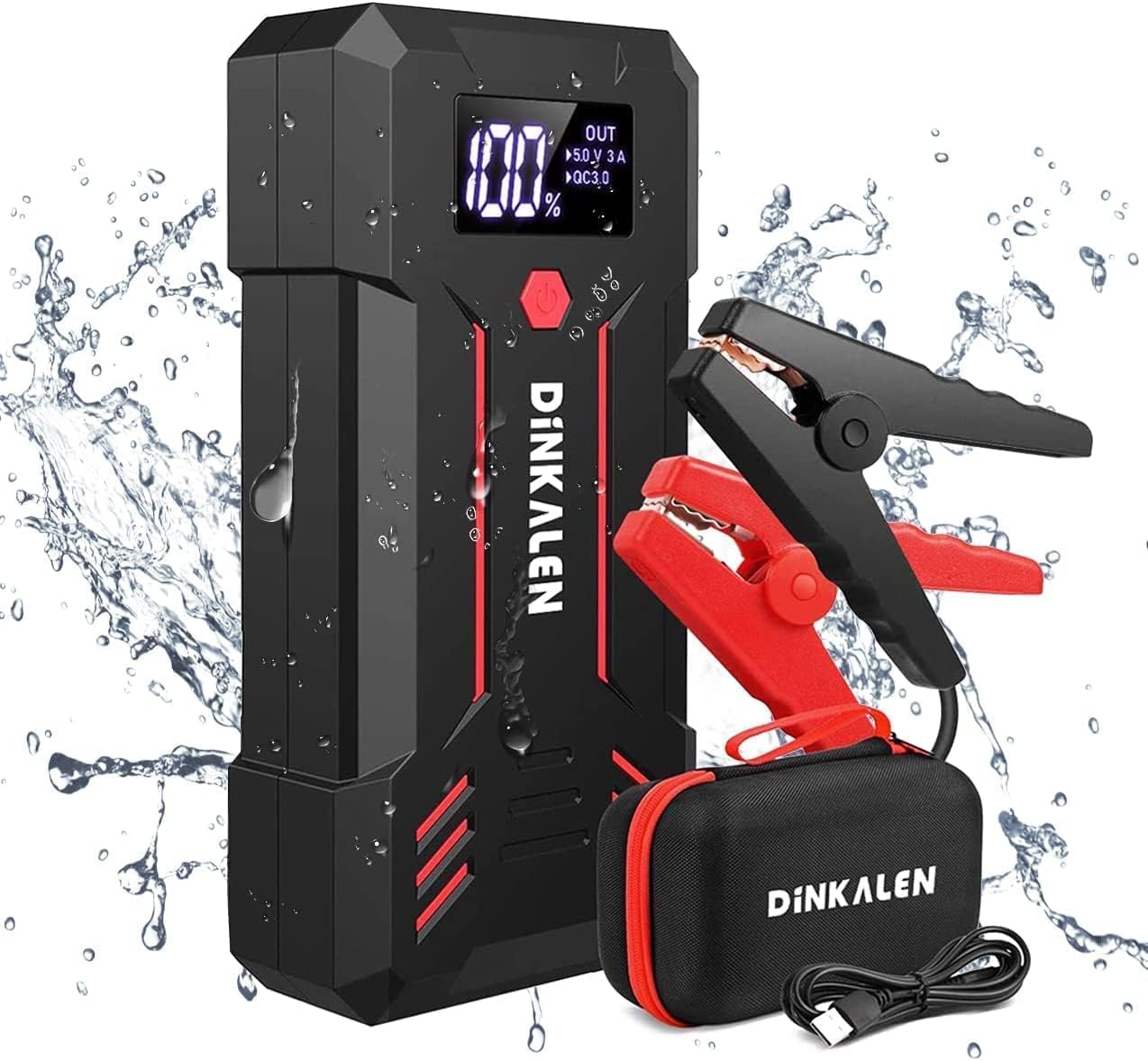 Booster Batterie Voiture 3000A Portable - Démarreur Jusqu'à 8.0L - Powerbank USB - Lampe LED - Sécurité