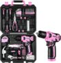 DEKO Caisse a Outil Rose avec Perceuse Visseuse Multifonction Sans Fil 8V