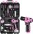 DEKO Caisse a Outil Rose avec Perceuse Visseuse Multifonction Sans Fil 8V